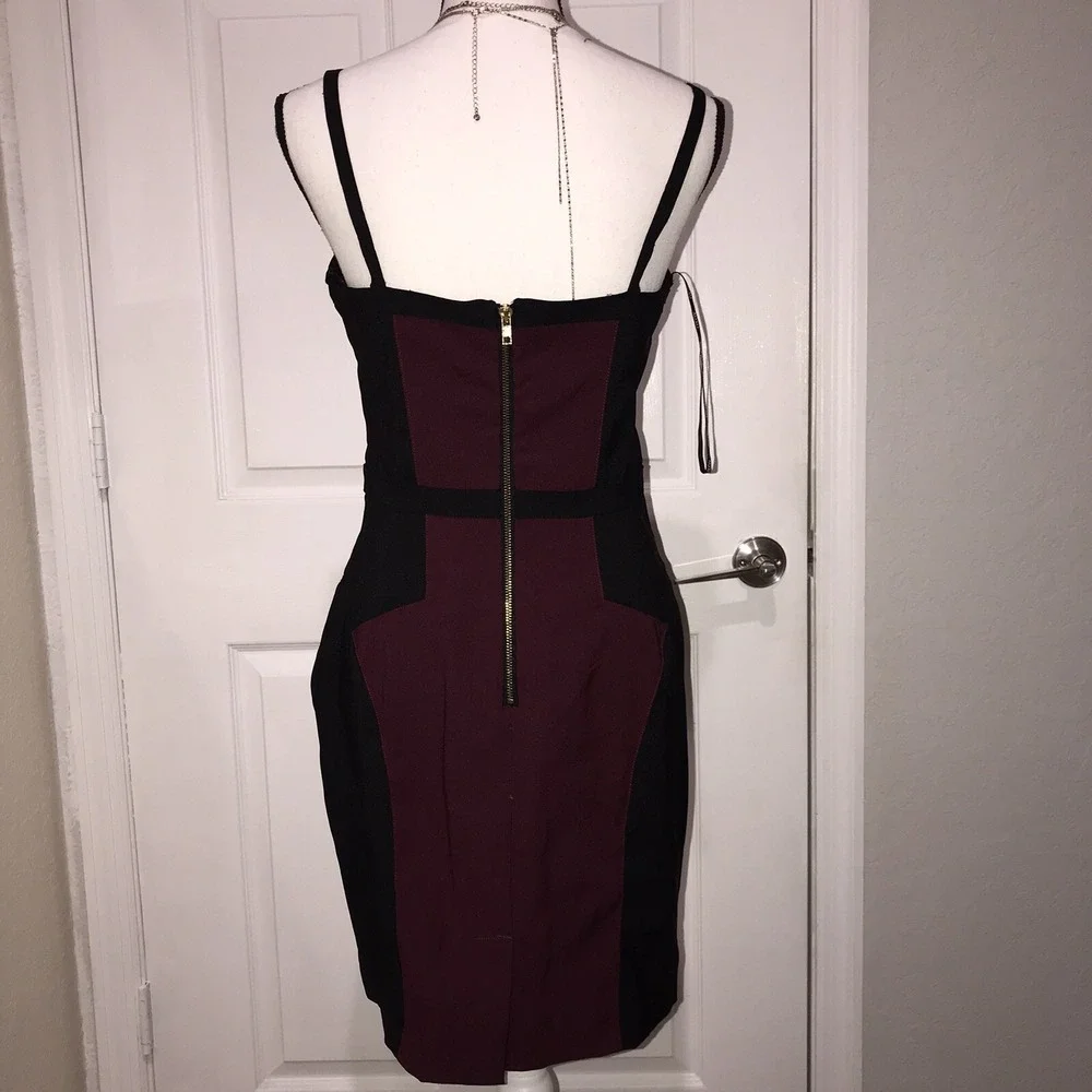 XOXO Colorblock Black Burgundy Sweetheart Neckline Spaghetti Strap Dress Sz 9/10 - Picture 9 of 13